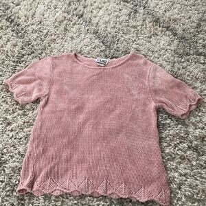 CLIO PETITES Pink Short Sleeve Sweater Top Petite